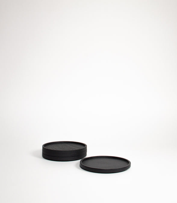ROUND COASTER IN CARBONISED WOOD M