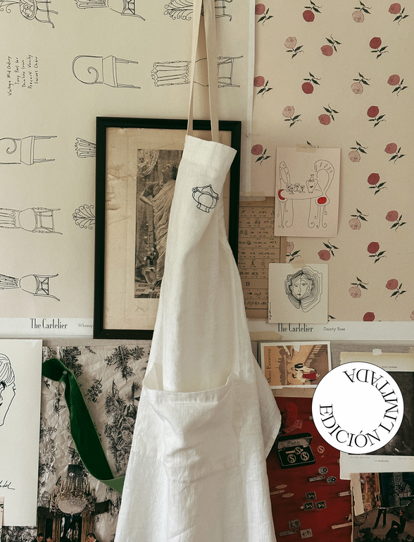 EMBROIDERED APRON 100% ITALIAN LINEN LIMITED EDITION