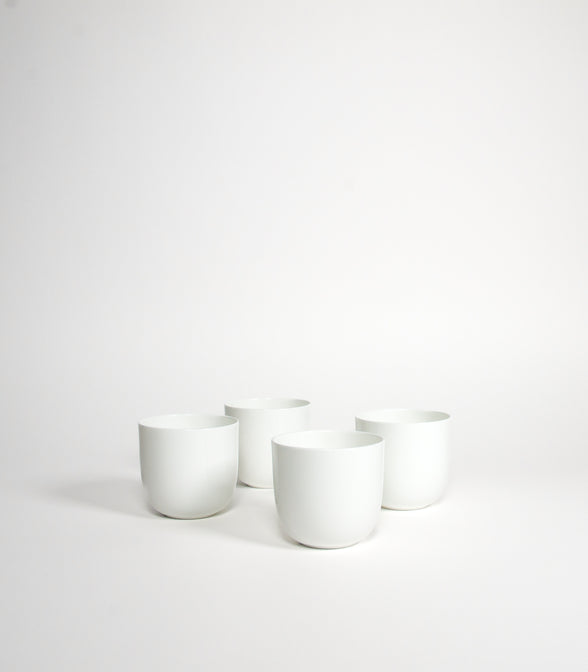 4 COFFEE CUPS WITHOUT HANDLE GLAZED PORCELAIN